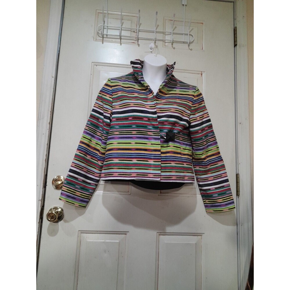 Vintage Women's Jacket, Norm Thompson, Rainbow, Striped, 1980s, Sz L